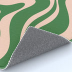 Retro Liquid Candy Swirl Abstract Pattern in Green and Blush Pink  Rug Gallery Image 4