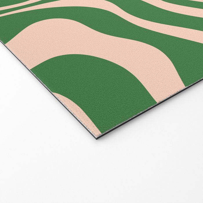 Retro Liquid Candy Swirl Abstract Pattern in Green and Blush Pink  Welcome Mat Gallery Image 2