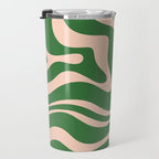 Retro Liquid Candy Swirl Abstract Pattern in Green and Blush Pink  Travel Mug Gallery Image 3