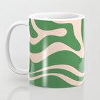 Retro Liquid Candy Swirl Abstract Pattern in Green and Blush Pink  Coffee Mug Gallery Image 3
