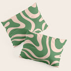 Retro Liquid Candy Swirl Abstract Pattern in Green and Blush Pink  Pillow Sham Gallery Image 3