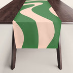 Retro Liquid Candy Swirl Abstract Pattern in Green and Blush Pink  Table Runner Gallery Image 1