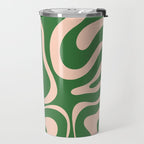 Retro Liquid Candy Swirl Abstract Pattern in Green and Blush Pink  Travel Mug Gallery Image 2