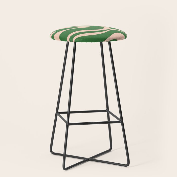 Retro Liquid Candy Swirl Abstract Pattern in Green and Blush Pink  Stool Gallery Image 1