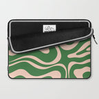 Retro Liquid Candy Swirl Abstract Pattern in Green and Blush Pink  Laptop Sleeve Gallery Image 2