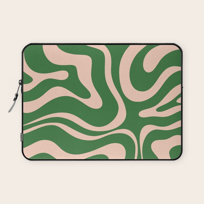 Retro Liquid Candy Swirl Abstract Pattern in Green and Blush Pink  Laptop Sleeve Gallery Image 1
