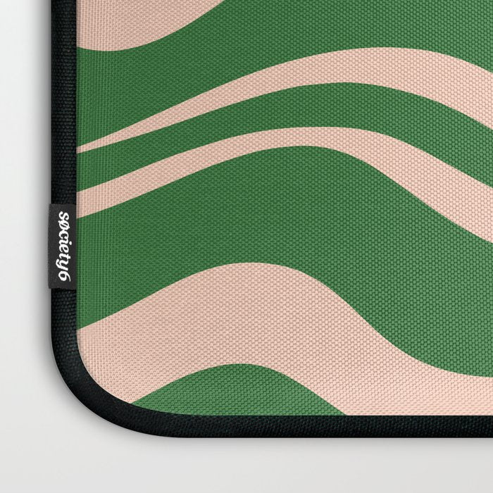 Retro Liquid Candy Swirl Abstract Pattern in Green and Blush Pink  Laptop Sleeve Gallery Image 3