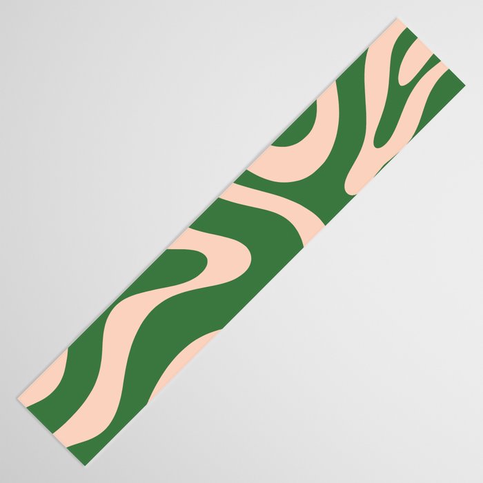 Retro Liquid Candy Swirl Abstract Pattern in Green and Blush Pink  Table Runner Gallery Image 3