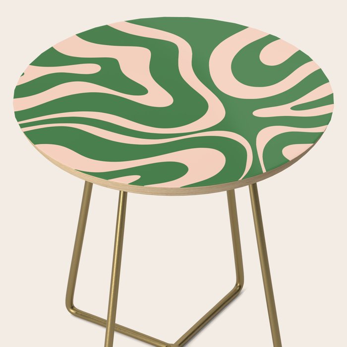 Retro Liquid Candy Swirl Abstract Pattern in Green and Blush Pink  Side Table Gallery Image 2