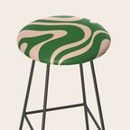 Retro Liquid Candy Swirl Abstract Pattern in Green and Blush Pink  Stool Gallery Image 2