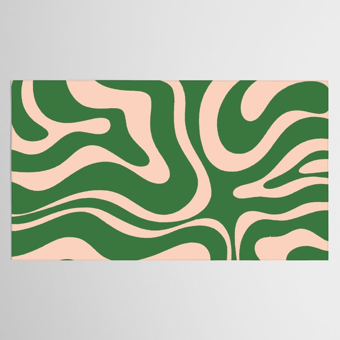 Retro Liquid Candy Swirl Abstract Pattern in Green and Blush Pink  Tablecloth Gallery Image 2
