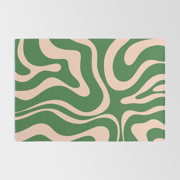 Retro Liquid Candy Swirl Abstract Pattern in Green and Blush Pink  Rug Gallery Image 2