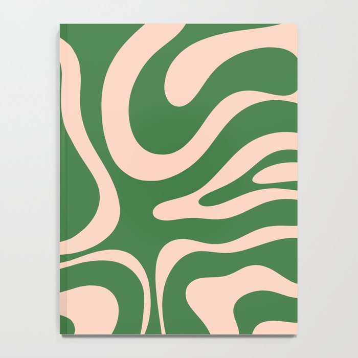 Retro Liquid Candy Swirl Abstract Pattern in Green and Blush Pink  Notebook Gallery Image 4