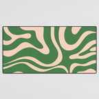 Retro Liquid Candy Swirl Abstract Pattern in Green and Blush Pink  Desk Mat Gallery Image 3