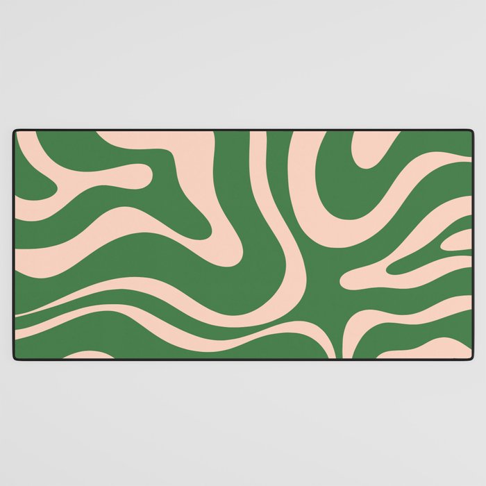 Retro Liquid Candy Swirl Abstract Pattern in Green and Blush Pink  Desk Mat Gallery Image 3