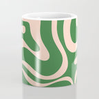 Retro Liquid Candy Swirl Abstract Pattern in Green and Blush Pink  Coffee Mug Gallery Image 4