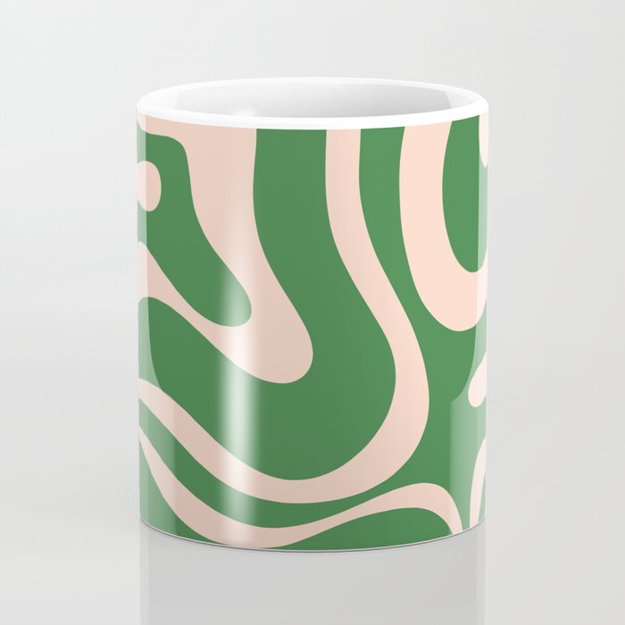Retro Liquid Candy Swirl Abstract Pattern in Green and Blush Pink  Coffee Mug Gallery Image 4