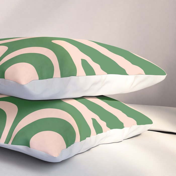 Retro Liquid Candy Swirl Abstract Pattern in Green and Blush Pink  Pillow Sham Gallery Image 3