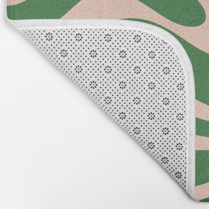 Retro Liquid Candy Swirl Abstract Pattern in Green and Blush Pink  Bath Mat Gallery Image 2