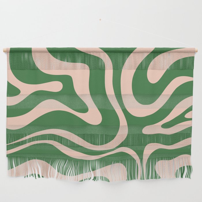 Retro Liquid Candy Swirl Abstract Pattern in Green and Blush Pink  Wall Hanging Gallery Image 1