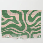 Retro Liquid Candy Swirl Abstract Pattern in Green and Blush Pink  Wall Hanging Gallery Image 1