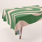 Retro Liquid Candy Swirl Abstract Pattern in Green and Blush Pink  Tablecloth Gallery Image 1