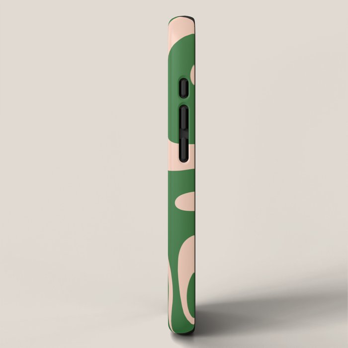 Retro Liquid Candy Swirl Abstract Pattern in Green and Blush Pink  iPhone Case Gallery Image 2