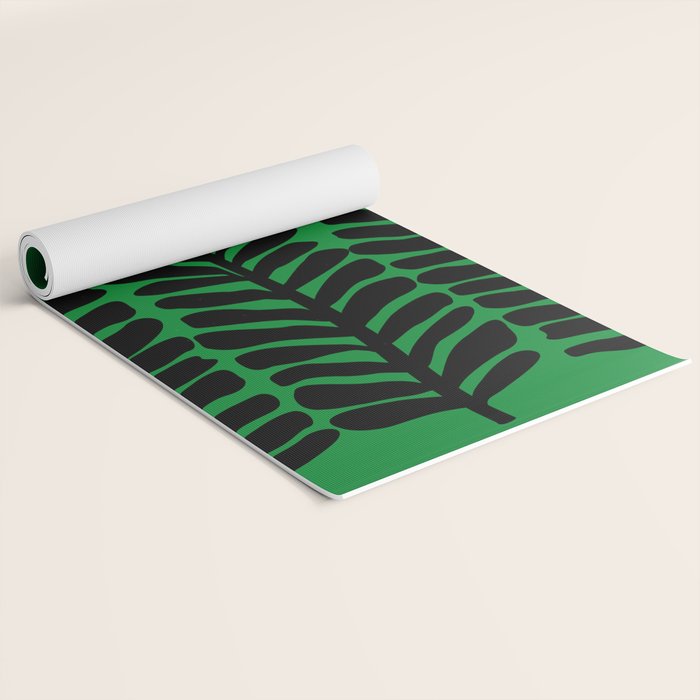 Mod Flower Garden - Black and White on Green Yoga Mat Gallery Image 2