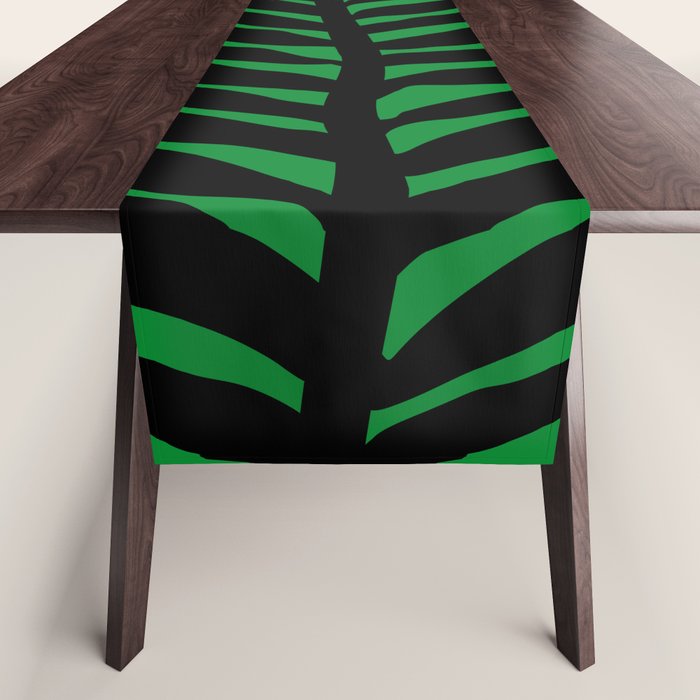 Mod Flower Garden - Black and White on Green Table Runner Gallery Image 1