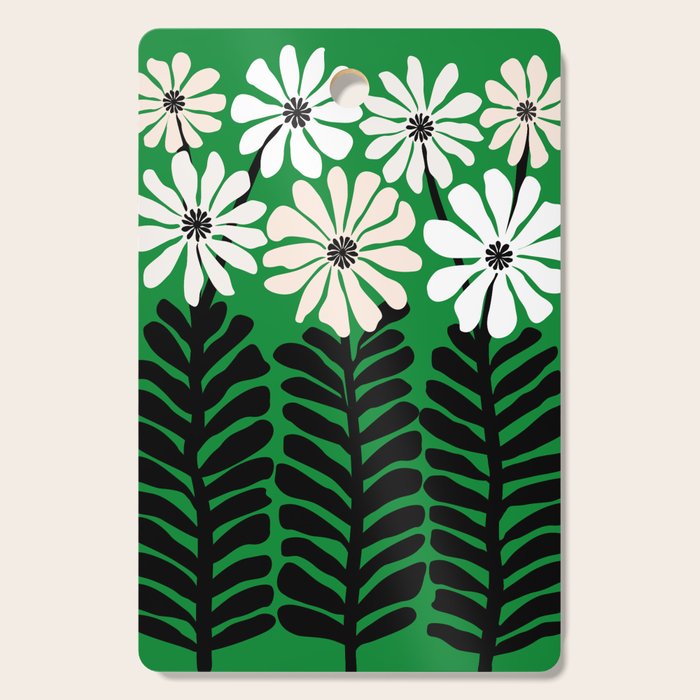 Mod Flower Garden - Black and White on Green Cutting Board Gallery Image 1