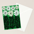 Mod Flower Garden - Black and White on Green Stationery Card Gallery Image 2