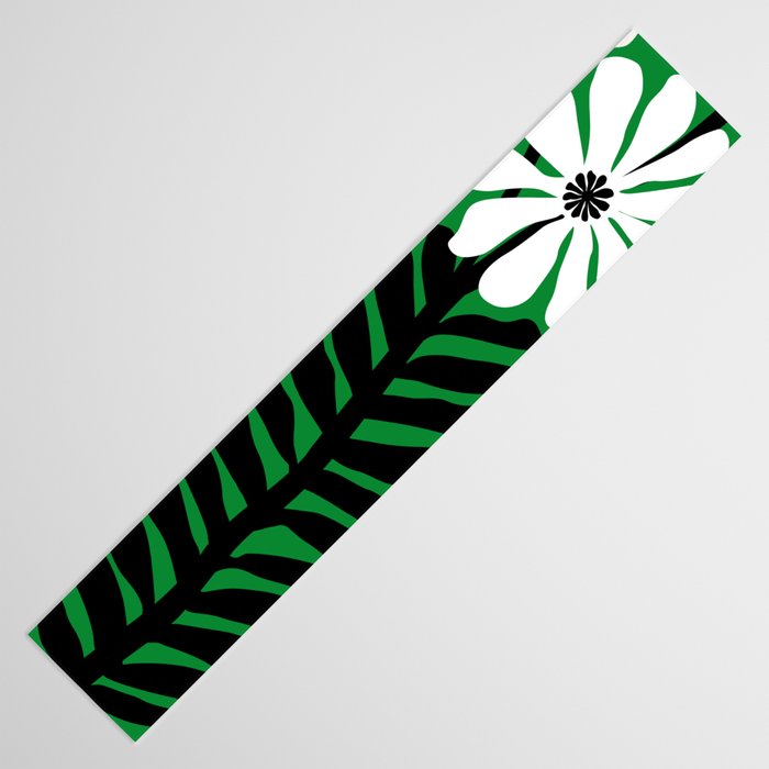 Mod Flower Garden - Black and White on Green Table Runner Gallery Image 3