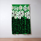 Mod Flower Garden - Black and White on Green Window Curtain Gallery Image 3