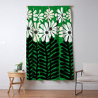 Mod Flower Garden - Black and White on Green Window Curtain Gallery Image 5