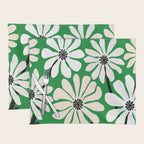 Mod Flower Garden - Black and White on Green Placemat Gallery Image 1
