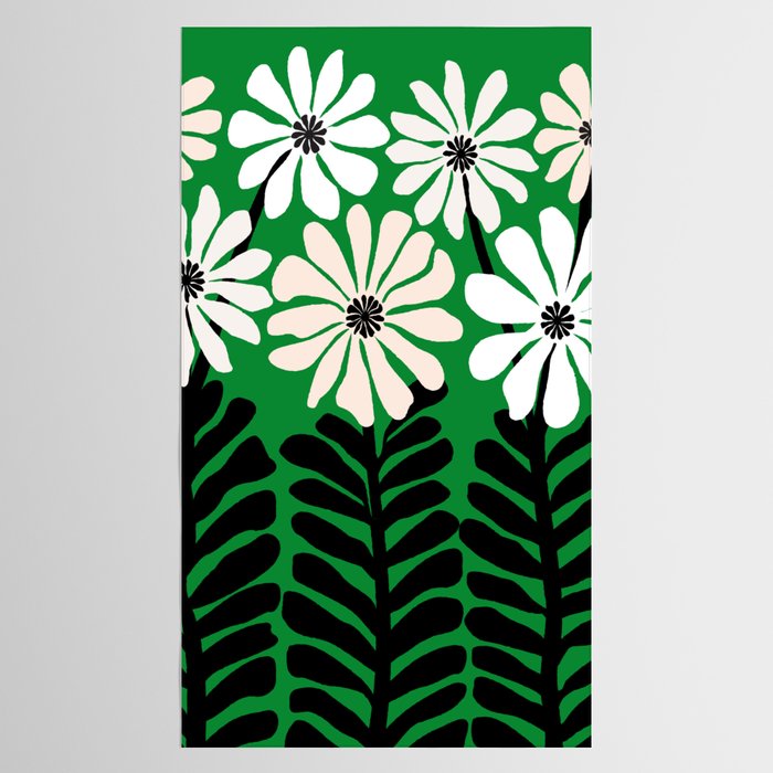 Mod Flower Garden - Black and White on Green Tablecloth Gallery Image 2
