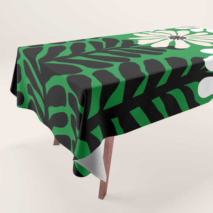 Mod Flower Garden - Black and White on Green Tablecloth Gallery Image 1