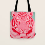 Tiger Pink & Teal Tote Bag Gallery Image 1