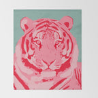 Tiger Pink & Teal Throw Blanket Gallery Image 2