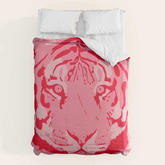Tiger Pink & Teal Duvet Cover Gallery Image 1