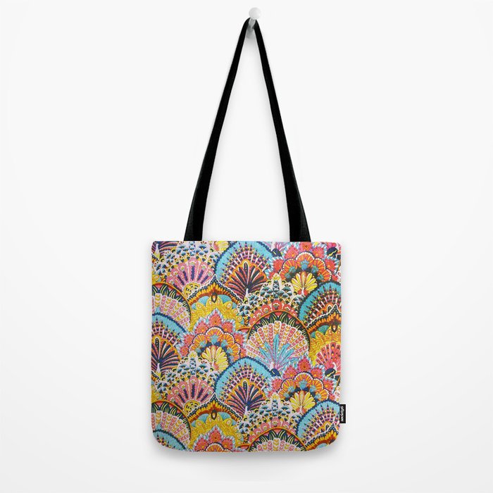 Vintage Japanese Colorful Peacock Pattern Tote Bag Gallery Image 2