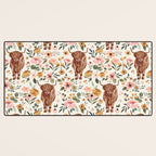Cate & Rainn® Charlotte Floral Highland Cow Desk Mat Gallery Image 3