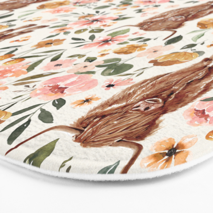 Cate & Rainn® Charlotte Floral Highland Cow Bath Mat Gallery Image 3