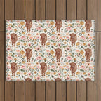 Cate & Rainn® Charlotte Floral Highland Cow Outdoor Rug Gallery Image 1