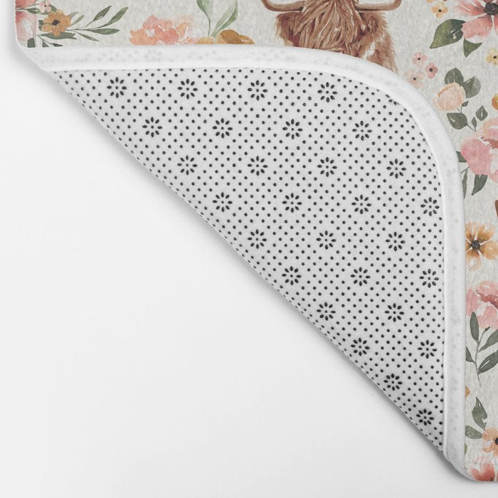 Cate & Rainn® Charlotte Floral Highland Cow Bath Mat Gallery Image 2
