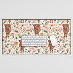 Cate & Rainn® Charlotte Floral Highland Cow Desk Mat Gallery Image 1