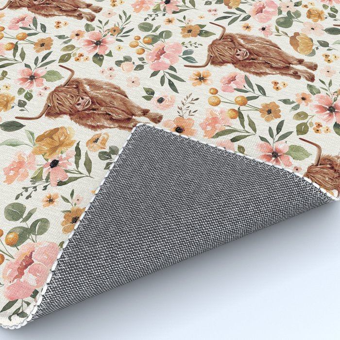 Cate & Rainn® Charlotte Floral Highland Cow Rug Gallery Image 4