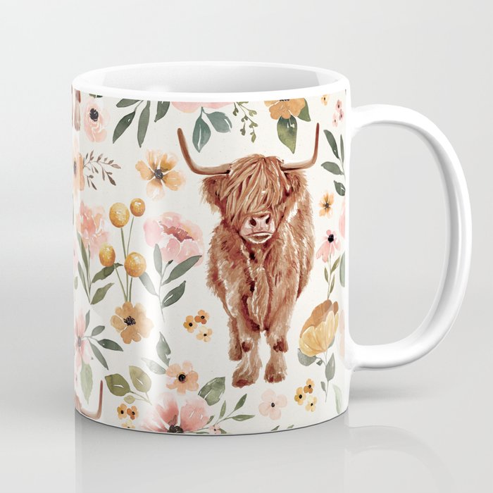 Cate & Rainn® Charlotte Floral Highland Cow Coffee Mug Gallery Image 1