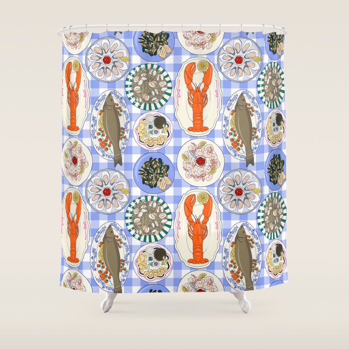 Seafood Feast Tablescape Shower Curtain Gallery Image 1