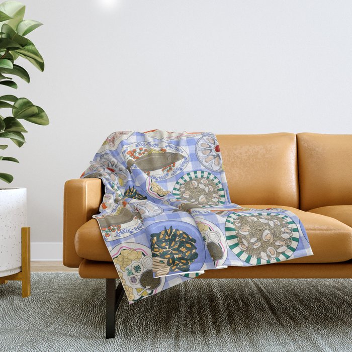Seafood Feast Tablescape Throw Blanket Gallery Image 1
